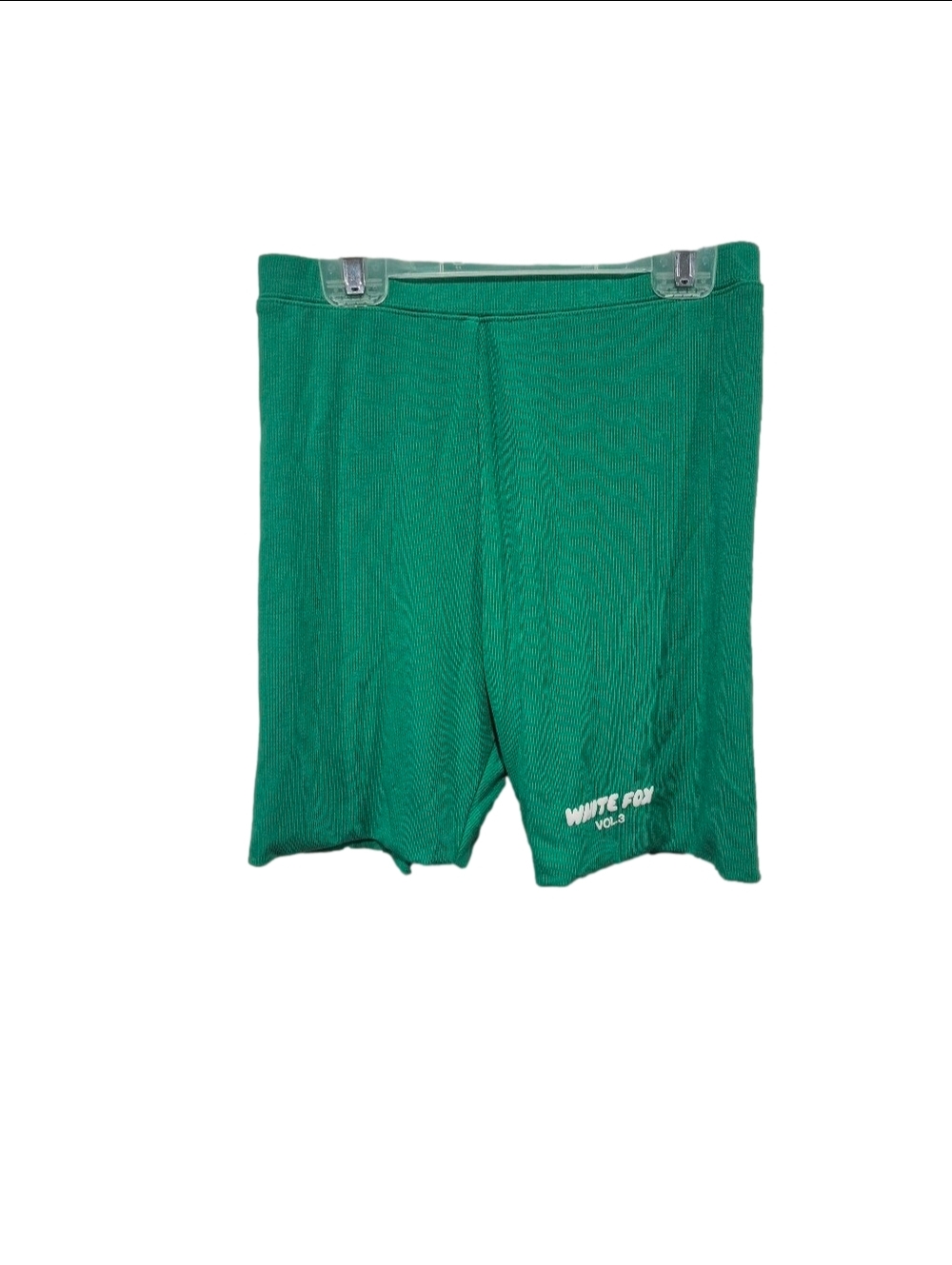 White Fox Boutique Vol 3 Ribbed Biker Shorts Green High Waisted Size Medium M
